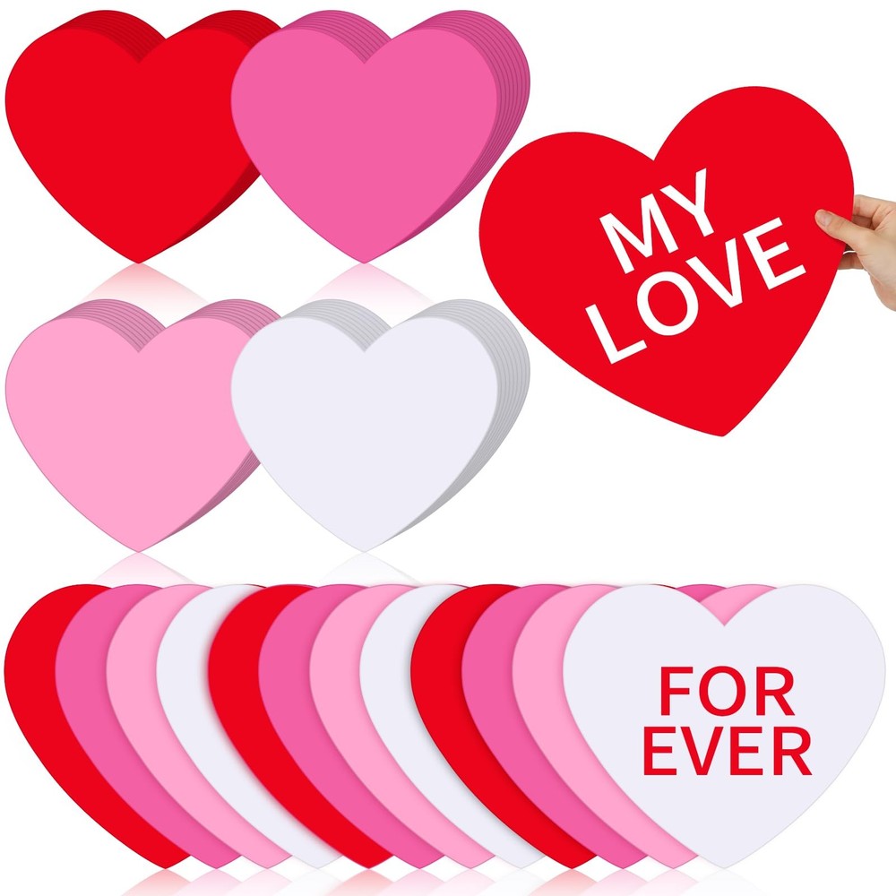 36 PCS 12 Inch Red White Valentines Day Large Heart Paper Cutouts Craft