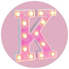Light up Letters，Party Decorations,Girls Room Decor,Glitter Light Up K Pink