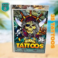 35 Piece Pirate & Pirate Ship Nautical Temporary Tattoos for Kids & Adults! RARE