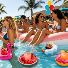 12 Pack Drink Floaties for Pool, Inflatable Drink Holder, Pool Drink Floats f…