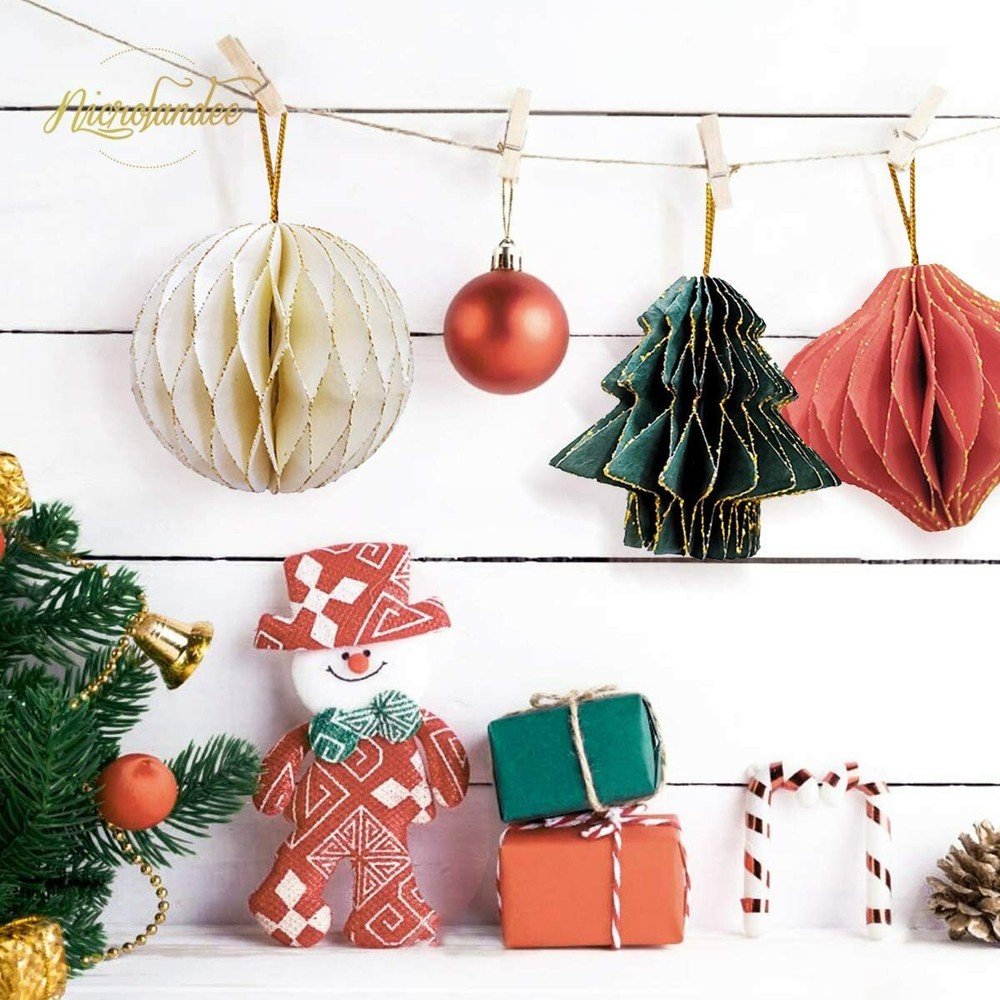 Paper Honeycomb Party Decorations – 3PCS 3D Mini Glitter Edge Paper Honeycomb
