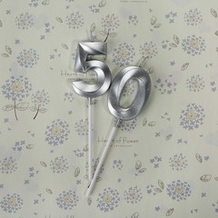 Chic Silver 50th Birthday Candle Set – Non-Toxic & Unscented for Indoor Use