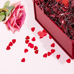 1500Pcs/50G Valentines Day Hearts Confetti Decorations, Red Metallic Foil Heart