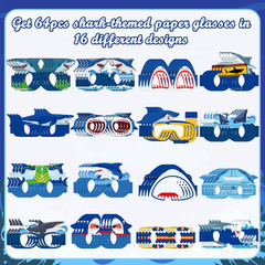 64Pcs Shark Paper Glasses Party Decorations for Adults Bulk, under the Sea Ocean