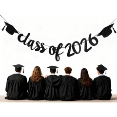 2026 Graduation Banners Party Decorations, Black Class Standard, 2026