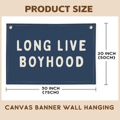 Long Live Boyhood Banner, Canvas Wall Hanging Banner Flag for Nursery Playroo…