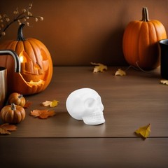 8Pcs Lightweight White Polystyrene Foam Skulls for Desktop and Party Decorations