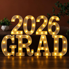 2026 Graduation Decorations – 8 LED Marquee Light-Up Letters,Grad 2026″ for Pres