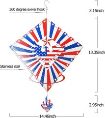 Wind Spinner Patriotic Eagle Flag Stainless Steel 3D Reflective Outdoor Garde…