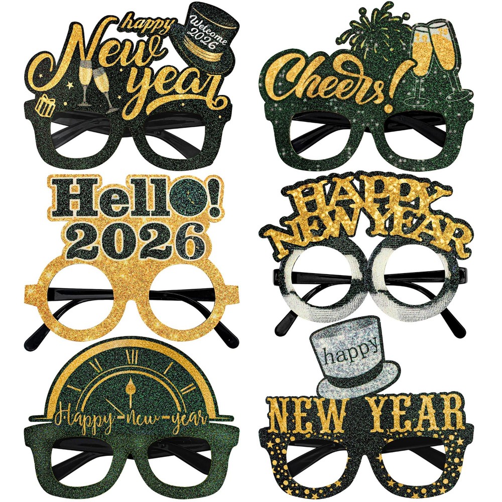 New Years Glasses 2026 – Plastic Gold and Black – Party Supplies for NYE
