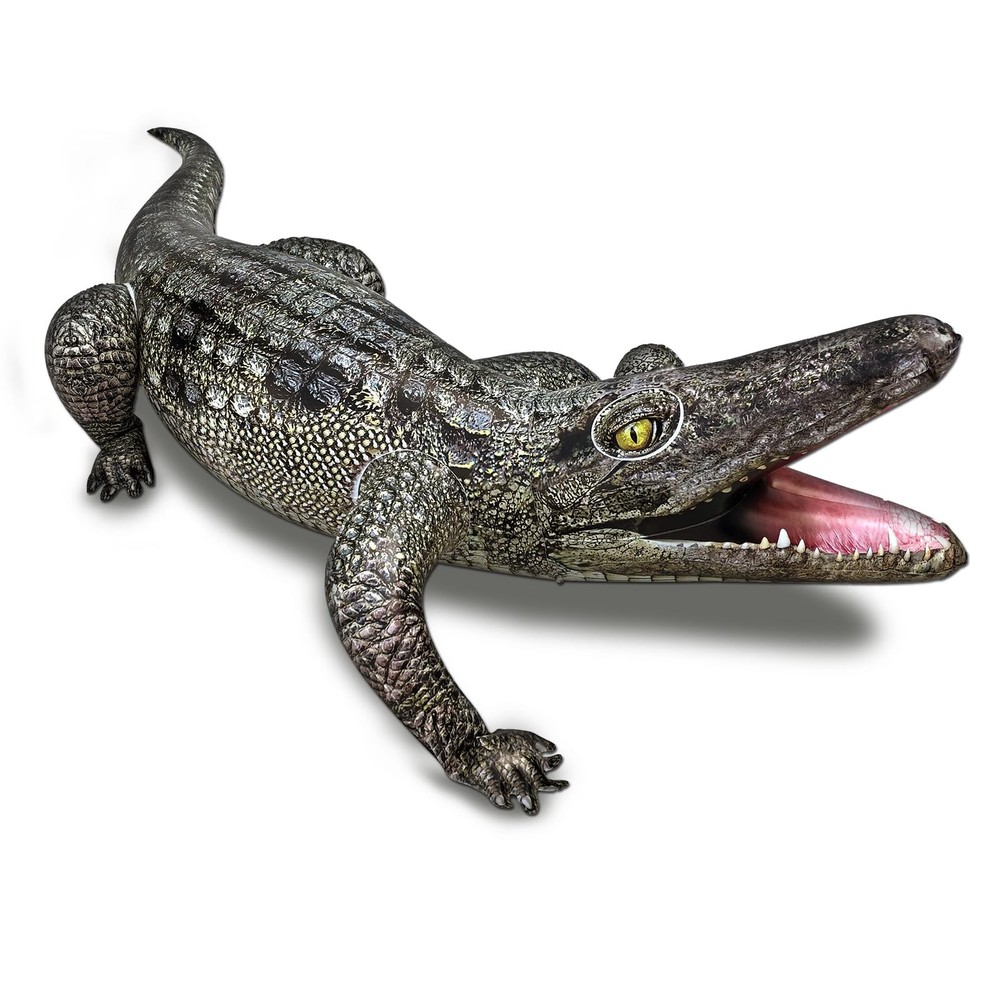 Inflatable Alligator Pool Toys Realistic Blow up Alligator Deco Animal Reptile P