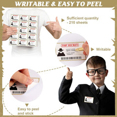 210 PCS Secret Agent Name Tags Disposable Top Secret Party Stickers Secret Agent