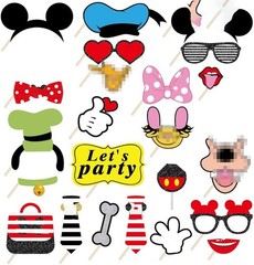25Pcs Cartoon Photo Booth Props with Stick, Mini Mouse Themed Selfie Props Mouse