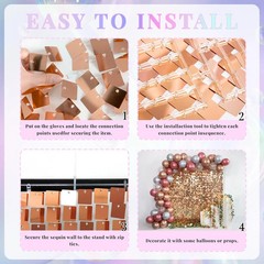 Rose Gold Shimmer Wall Backdrop 15 pcs Sequin wall panels for Party Backdrop