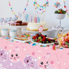 Cat Themed Party Tablecloth, Cat Birthday Party Supplies Decorations