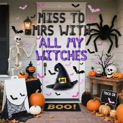 Black Purple Bachelorette Party Decorations Miss to Mrs with All My Witches B…