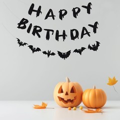 Glitter Halloween Banner, Black Heart Skull Bat Vampire Party Decorations, Ba…