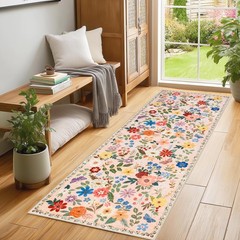 Runner Rug for Entryway: 2×6 Kitchen Rugs Non Slip 2′ x 6′ (Runner), Beige