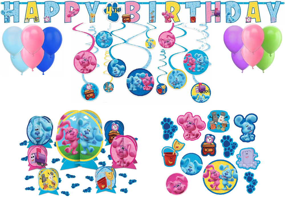 Blues Clues Birthday Party Decorations Age Banner Swirls Centerpiece Table Kit