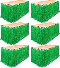 6-Pack Hawaiian Grass Table Skirt (9 ft. x 29.5 in.),Hawaiian Table Skirt, Green