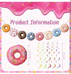 34 Pcs Donut Party Decorations Include 2 Pcs Donut Garland Banner and 32 Pcs …