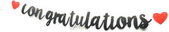 Congratulations Banner Black Letters & Red Symbol Hanging Paper Sign Decorations