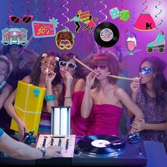 30 Pieces 1950’s Rock and Roll Party Decorations 50s Theme Party Foil Swirl D…