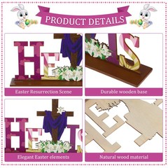 4 Pcs Easter Table Decorations He is Risen Tabletop Decorations Resurrection Sc