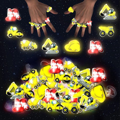 24Pcs Construction Light up Rings,Construction Themed Party Decorations Supplies