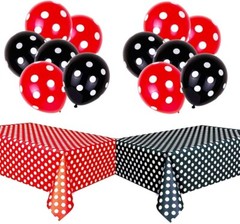 TONIFUL Polka Dot Party Decorations Kit with 2 Pack Red & Black Polka Dot
