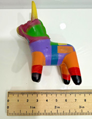 Vintage Miniature Donkey Piñata Figurine Multi Color Plastic Dollhouse Craft 3″