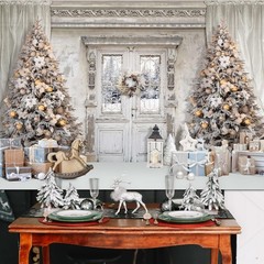 Mocsicka Christmas Winter Manor Photography Backdrop Stylish Christmas Interi…