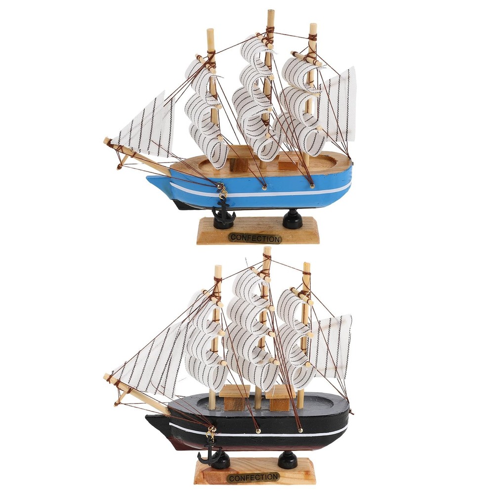 Abaodam Sailboat Cake Topper Wooden Decor 2pcs – Handmade Nautical Boat Cake …