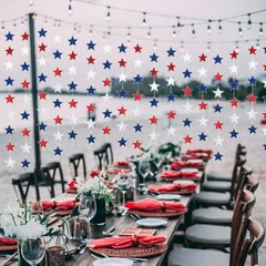 4th of July Decorations, Red White & Blue Decorations, 78ft Patriotic Star Garla