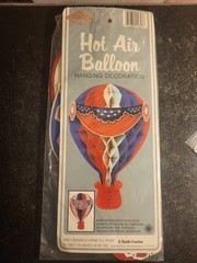 1987 Beistle 13.5″ Hanging Hot Air Balloon Tissue Decoration New/Sealed USA RWB