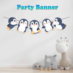 Penguin Birthday Banner – Cute Penguin Party Decorations for Baby Shower, Kids B