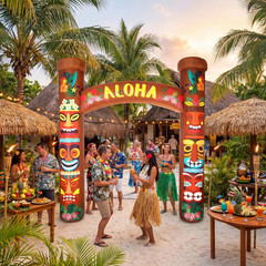 8.5 Ft Tiki Inflatables Hawaiian Luau Party Decorations Summer Tropical Inflatab