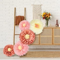 5 Pcs 30» 24» Pink Giant Paper Flower Boho Large Tissue Paper Flower for Wa…