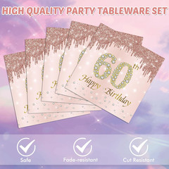 40 PCS 60Th Birthday Decorations for Women Rose Gold Party Supplies Include 60Th