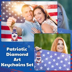 24 Pcs 4th of July Diamond Art Keychains Patriotic Diamond Keychains Memorial Da