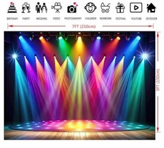 7x5FT Rainbow Stage Photography Backdrop1980s Colorful Disco Backdrop 7x5ft
