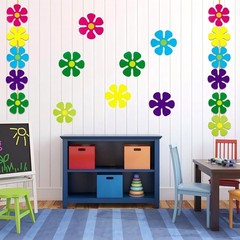 60 Pcs Retro Flower Cutouts 60s 70s Hippie Party Craft Wall Decor 4.33″ Multi