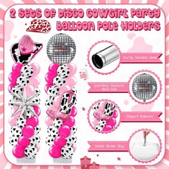 2 Sets Disco Cowgirl Balloon Column Stand Kit with 4d Cowgirl Hat Boots Disco…