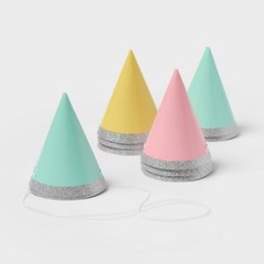 10ct 4″ Mini Glittered Party Hats Pastel