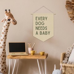 Every Dog Needs a Baby Linen Canvas Banner, Baby Shower Decor, Pregnancy Anno…
