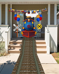 27 Pcs Train Party Decorations Railroad Runner Track Banner Backdrop Balloon for