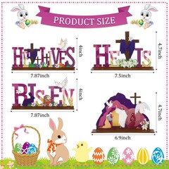 4 Pcs Easter Table Decorations He is Risen Tabletop Decorations Resurrection Sc