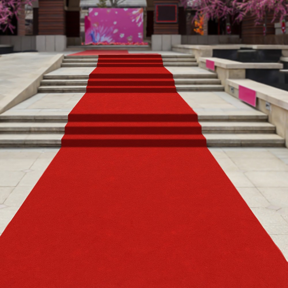 3??33Ft Red Carpet Runner Thickened Non-slip Runway Rug for Weddings Parties US