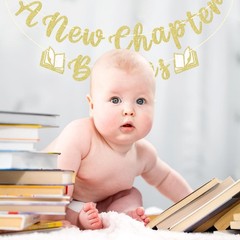 A New Chapter Begins Banner, Book Themed Baby Shower Decorations, Reading The…