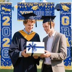 Graduation Door Banner 3 Pieces Set blue Graduation Door Decorations 2026 Congra